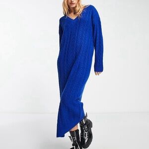 ASOS Blue Knit Sweater Maxi Dress